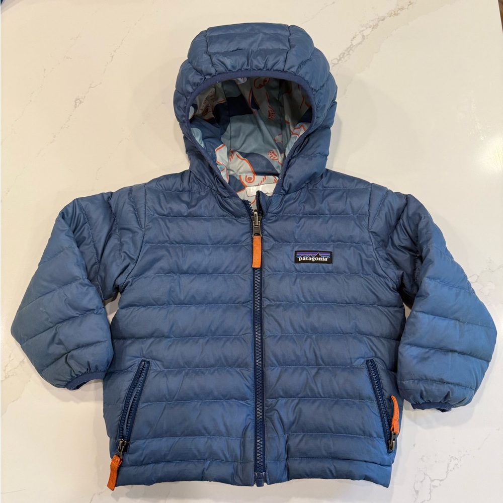 Patagonia Blue Reversible Down Sweater Hoody Jacket 2T